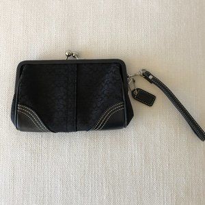 Coach black wristlet with logo